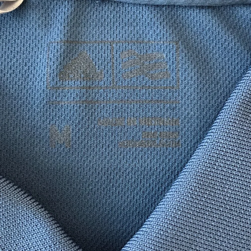 Adidas Golf Polo Mens M Blue Dry Fit UPF 30 Short Sleeve Collar Shirt